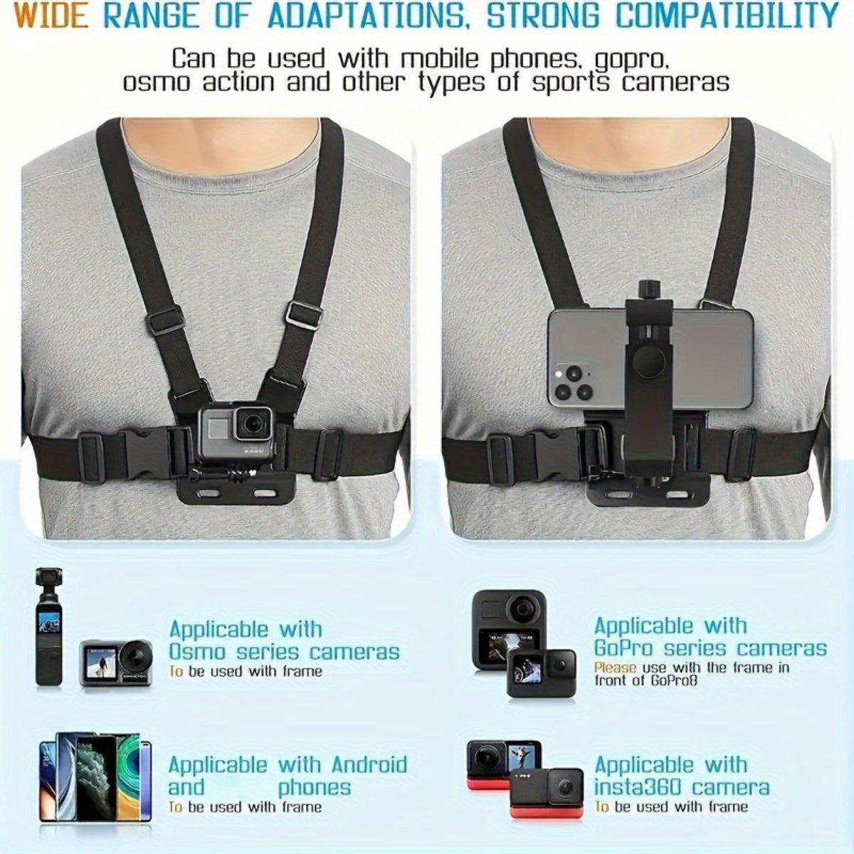 Adjustable Hands-Free Breast Belt for Comfortable Filming and Photography – Secure Phone Holder for Smartphones and Action Cameras