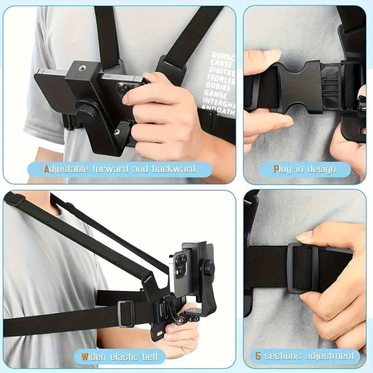 Adjustable Hands-Free Breast Belt for Comfortable Filming and Photography – Secure Phone Holder for Smartphones and Action Cameras