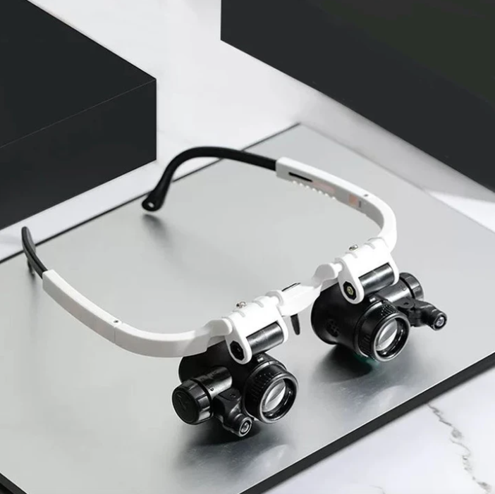 Adjustable LED Magnifying Glasses with 8x, 15x, and 23x Magnification for Hobbies and Precision Work