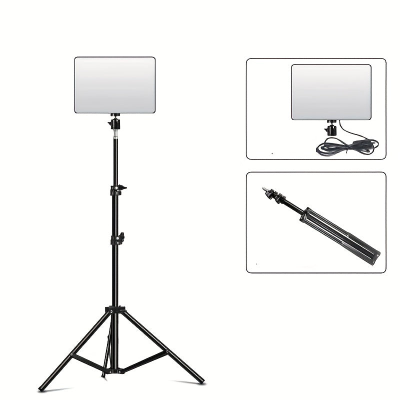Adjustable LED Light Stand for Photography and Video – 1.1m Height, Sturdy Aluminum Tripod with Lamp