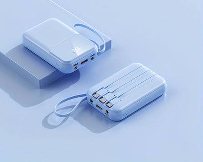 10000mAh Portable Power Bank with Fast Charging and Built-in Cables – Compact Phone Charger with LED Display