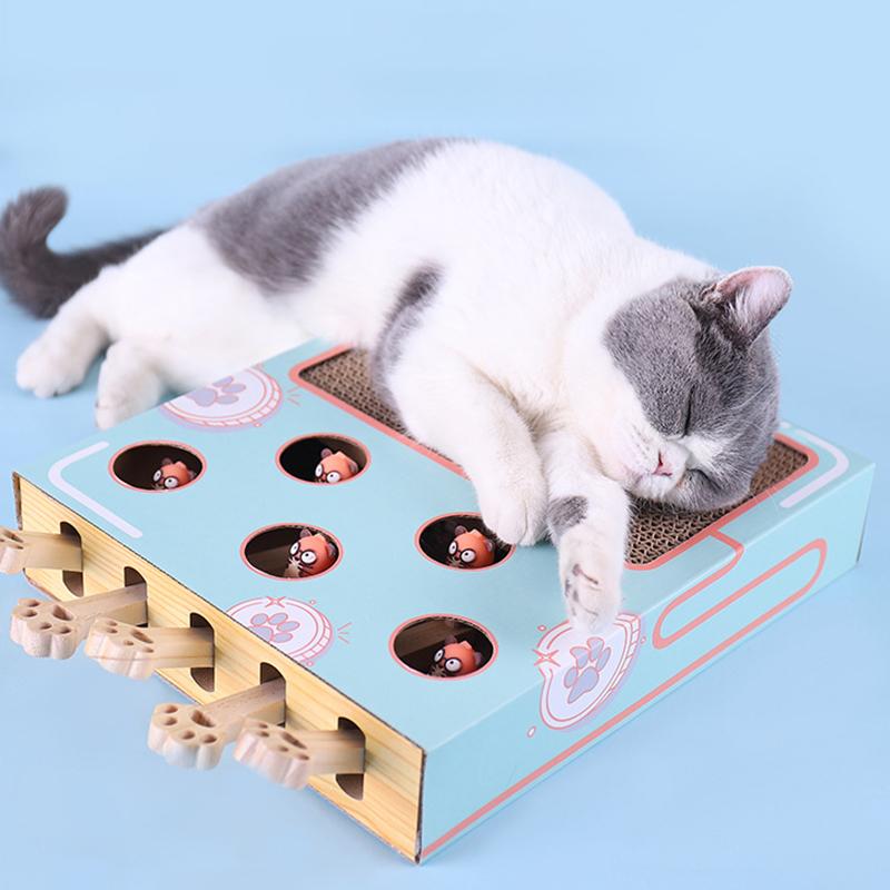 3-in-1 Interactive Cat Playground with Scratching Post, Eco-Friendly Cardboard Design, Space-Saving Toy for Active Play