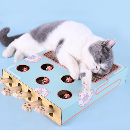 3-in-1 Interactive Cat Playground with Scratching Post, Eco-Friendly Cardboard Design, Space-Saving Toy for Active Play