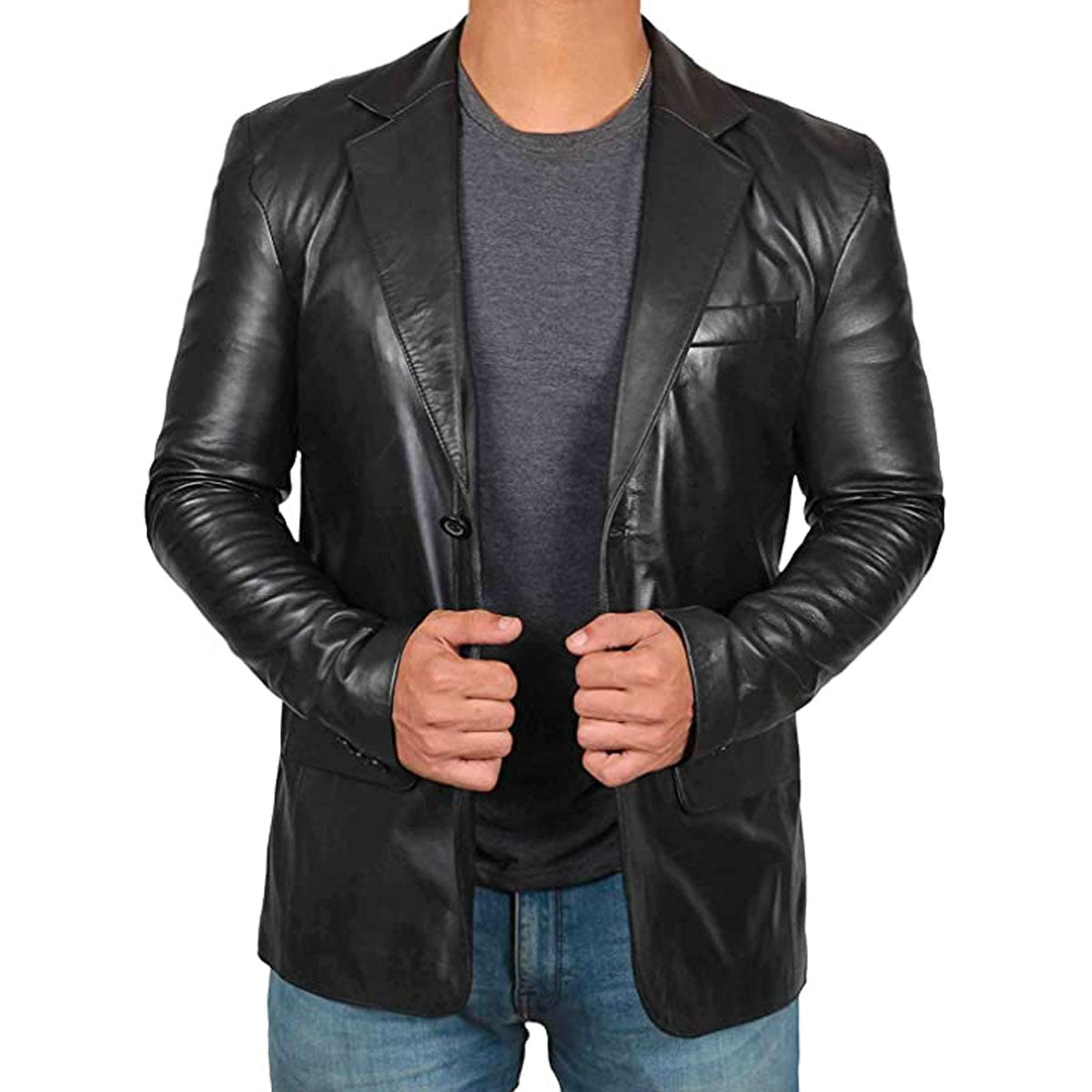 Men's Premium Leather Modern Cut Blazer Jacket
