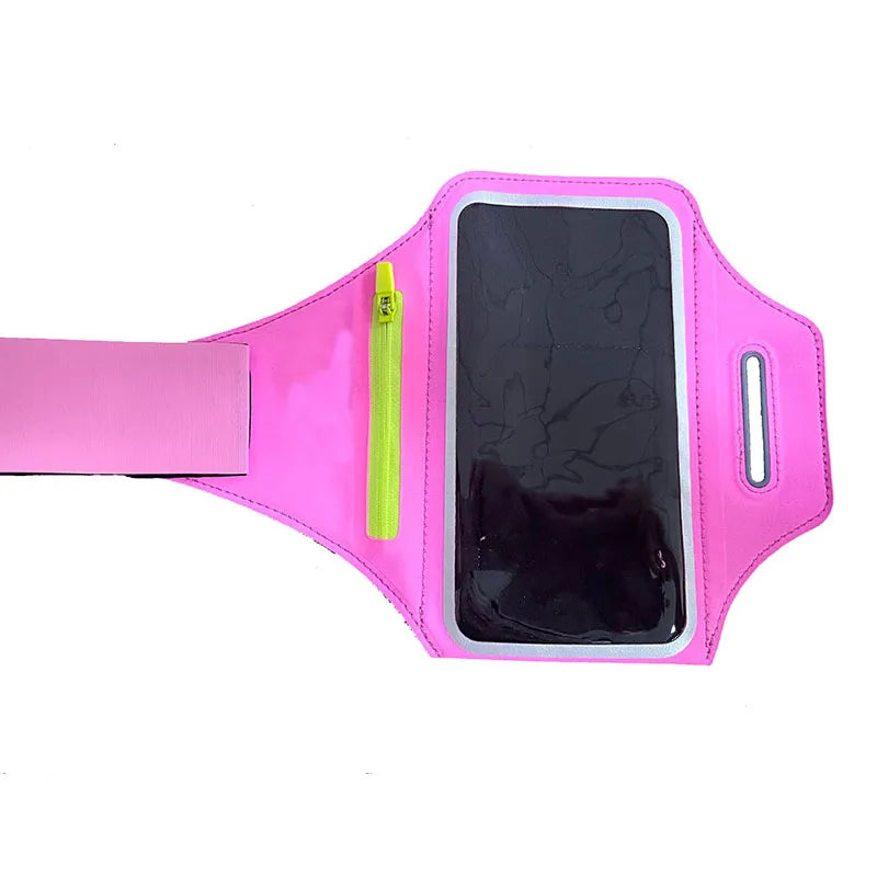 Adjustable Running Phone Holder with Earphone Compartment – Fits Arm Sizes 26-42 cm, Compatible with iPhone and Galaxy