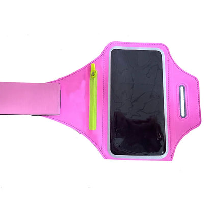 Adjustable Running Phone Holder with Earphone Compartment – Fits Arm Sizes 26-42 cm, Compatible with iPhone and Galaxy