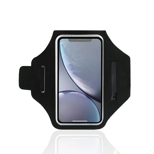 Adjustable Running Phone Holder with Earphone Compartment – Fits Arm Sizes 26-42 cm, Compatible with iPhone and Galaxy