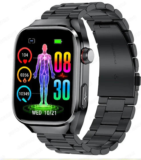 Advanced Health Smartwatch with ECG, Blood Sugar Monitoring, 2.04-Inch AMOLED Display – Waterproof Fitness Tracker