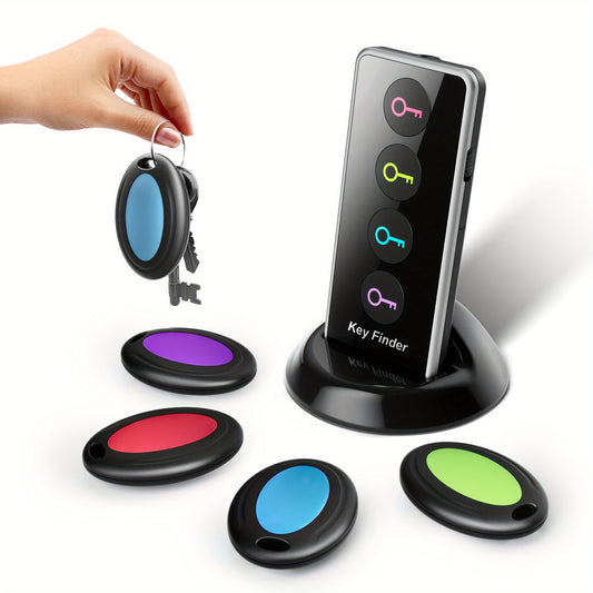 4-in-1 Key Finder with LED Flash and Color-Coded Receivers – Compact Key Locator for Keys, Remotes, and More