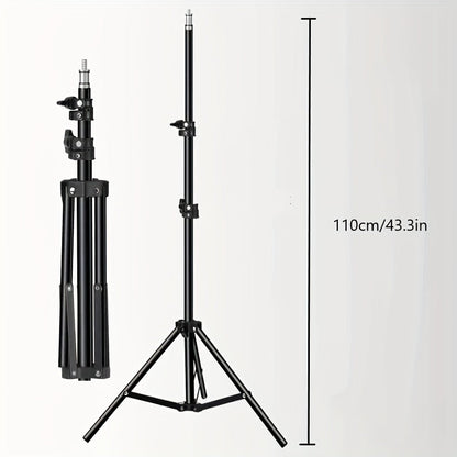 Adjustable LED Light Stand for Photography and Video – 1.1m Height, Sturdy Aluminum Tripod with Lamp
