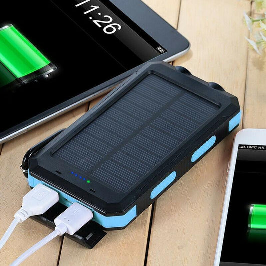 500000mAh Waterproof Solar Power Bank with Dual USB Ports and LED Flashlight - Best Portable Charger for Outdoor Use