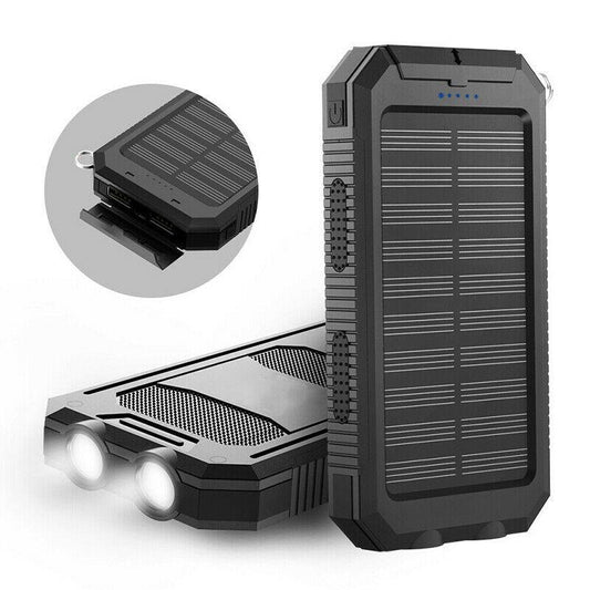 500000mAh Waterproof Solar Power Bank with Dual USB Ports and LED Flashlight - Best Portable Charger for Outdoor Use